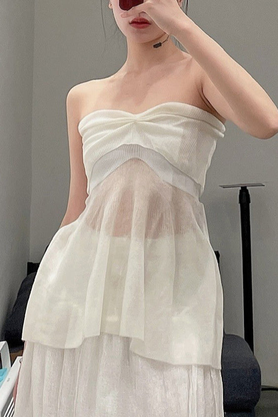 SWAYING/KNIT Bow Tube Top White SW22SST01 PS47